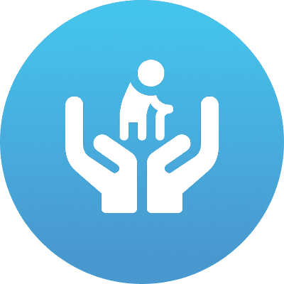Hands holding elderly person icon.
